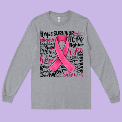 Breast Cancer Ribbon Long Sleeve Tee Designed By Jahusdesignshop