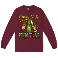 Burgundy cheers to the new year with beers Long Sleeve Tee - AdoDesignShop