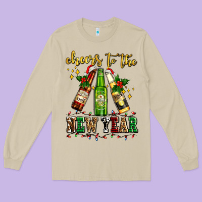 Cheers To The New Year With Beers Long Sleeve Tee Designed By Adodesignshop