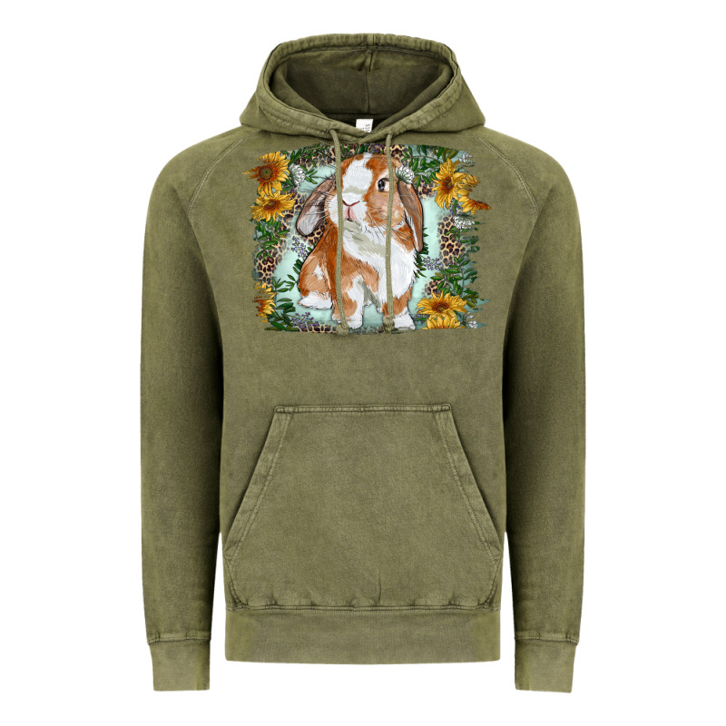 Bunny With Flower Leopard Vintage Hoodie by RanaPortraitStore | Teevron