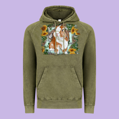 Vintage Hoodie Bunny With Flower Leopard
