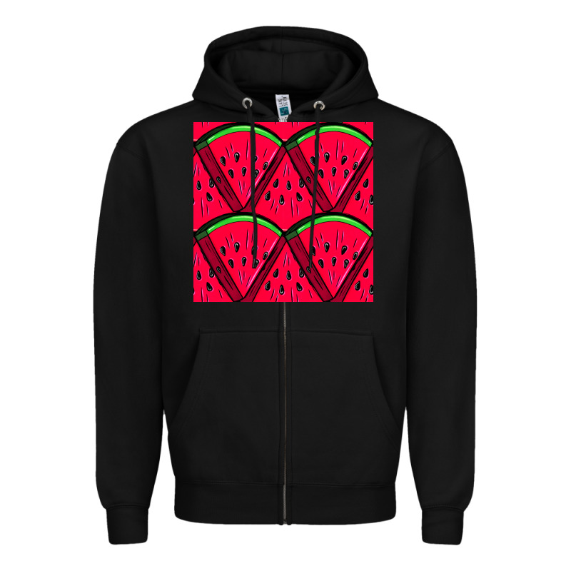 Watermelon Slices Seamless Pattern Zipper Hoodie by BundleAndBundleShop | Teevron