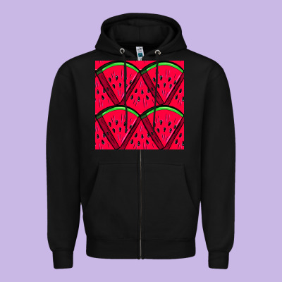 Watermelon Slices Seamless Pattern Zipper Hoodie Designed By Bundleandbundleshop
