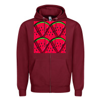Burgundy Watermelon Slices Seamless Pattern Zipper Hoodie - BundleAndBundleShop