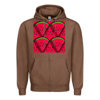 Chestnut Watermelon Slices Seamless Pattern Zipper Hoodie - BundleAndBundleShop
