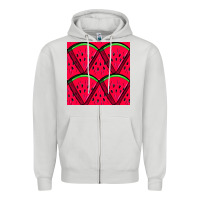 Dove Grey Watermelon Slices Seamless Pattern Zipper Hoodie - BundleAndBundleShop