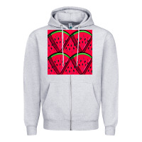 Heather Grey Watermelon Slices Seamless Pattern Zipper Hoodie - BundleAndBundleShop