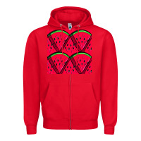 Red Watermelon Slices Seamless Pattern Zipper Hoodie - BundleAndBundleShop