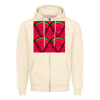 Sandshell Watermelon Slices Seamless Pattern Zipper Hoodie - BundleAndBundleShop