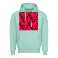 Seafoam Watermelon Slices Seamless Pattern Zipper Hoodie - BundleAndBundleShop