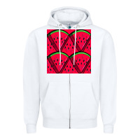White Watermelon Slices Seamless Pattern Zipper Hoodie - BundleAndBundleShop