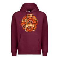 Burgundy Thanksgiving Turkey With Tartan Patch Premium Hoodie - BundleAndBundleShop