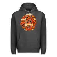 Charcoal Heather Thanksgiving Turkey With Tartan Patch Premium Hoodie - BundleAndBundleShop