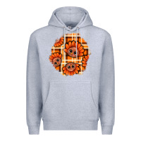 Heather Grey Thanksgiving Turkey With Tartan Patch Premium Hoodie - BundleAndBundleShop