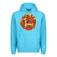 Ocean Blue Thanksgiving Turkey With Tartan Patch Premium Hoodie - BundleAndBundleShop