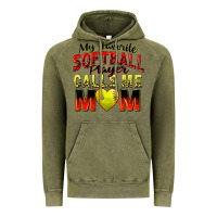 Vintage Olive my favorite softball player calls me mom Vintage Hoodie - Zillion Design Studio