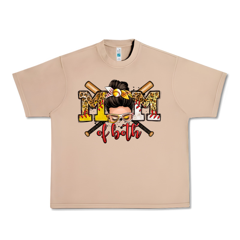 Mom Of Both Baseball And Softball Messy Bun Urban Heavy Tee by Zillion Design Studio | Teevron