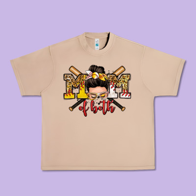 Mom Of Both Baseball And Softball Messy Bun Urban Heavy Tee Designed By Zillion Design Studio