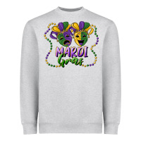 Heather Grey mardi gras mask and beads Heavyweight Sweatshirt - RanaPortraitStore