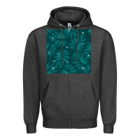 Charcoal Heather Tropical  Leaves Seamless Pattern Zipper Hoodie - BundleAndBundleShop