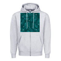 Heather Grey Tropical  Leaves Seamless Pattern Zipper Hoodie - BundleAndBundleShop