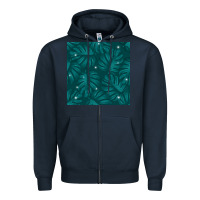 Navy Tropical  Leaves Seamless Pattern Zipper Hoodie - BundleAndBundleShop