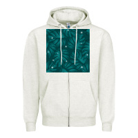 Oatmeal Heather Tropical  Leaves Seamless Pattern Zipper Hoodie - BundleAndBundleShop