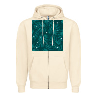 Sandshell Tropical  Leaves Seamless Pattern Zipper Hoodie - BundleAndBundleShop