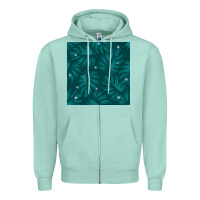 Seafoam Tropical  Leaves Seamless Pattern Zipper Hoodie - BundleAndBundleShop