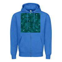 True Royal Tropical  Leaves Seamless Pattern Zipper Hoodie - BundleAndBundleShop