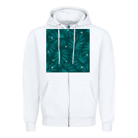 White Tropical  Leaves Seamless Pattern Zipper Hoodie - BundleAndBundleShop
