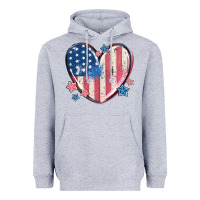 Heather Grey usa heart Heavyweight Hoodie - MaliasSmallBusiness