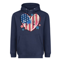Navy usa heart Heavyweight Hoodie - MaliasSmallBusiness