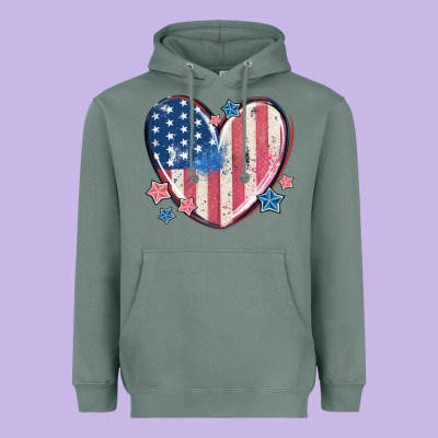 Usa Heart Heavyweight Hoodie Designed By Maliassmallbusiness
