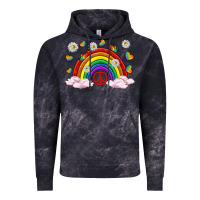 Cloud Black pride rainbow with daisy and butterfly Vintage Hoodie - texasbilliewilder