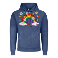 Vintage Denim pride rainbow with daisy and butterfly Vintage Hoodie - texasbilliewilder