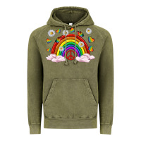 Vintage Olive pride rainbow with daisy and butterfly Vintage Hoodie - texasbilliewilder