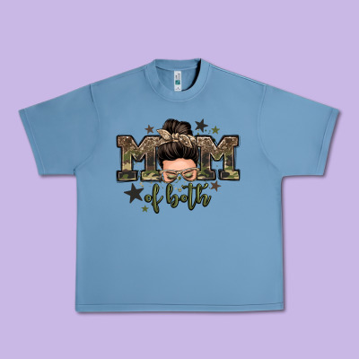 Mom Of Both Boys Messy Bun Urban Heavy Tee Designed By Zillion Design Studio