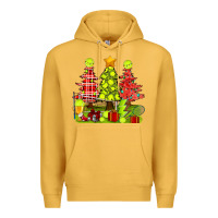 Mustard Christmas With Tennis Trees Premium Hoodie - BundleAndBundleShop