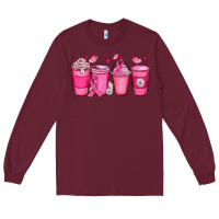 Burgundy breast cancer coffee cups Long Sleeve Tee - JahusDesignShop