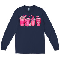 Navy breast cancer coffee cups Long Sleeve Tee - JahusDesignShop