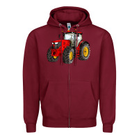 Burgundy western farm tractor red Zipper Hoodie - Artiststas