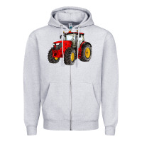Heather Grey western farm tractor red Zipper Hoodie - Artiststas
