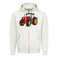 Oatmeal Heather western farm tractor red Zipper Hoodie - Artiststas