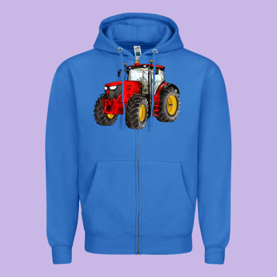 Western Farm Tractor Red Zipper Hoodie Designed By Artiststas