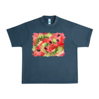 Midnight Navy watermelon strawberry kiwi background Urban Heavy Tee - BarkalooDesign