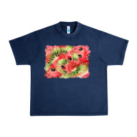 Navy watermelon strawberry kiwi background Urban Heavy Tee - BarkalooDesign