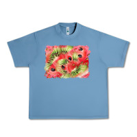 Pebble Blue watermelon strawberry kiwi background Urban Heavy Tee - BarkalooDesign