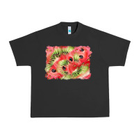 Pigment Black watermelon strawberry kiwi background Urban Heavy Tee - BarkalooDesign