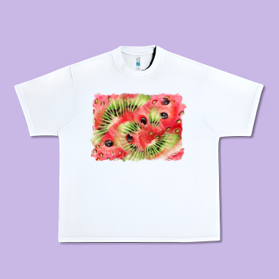 Watermelon Strawberry Kiwi Background Urban Heavy Tee Designed By Barkaloodesign